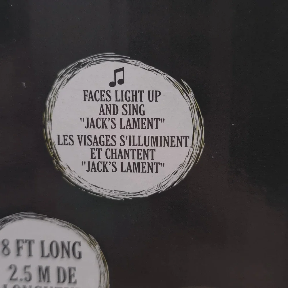 Disney Jack Skellington Musical Singing String Light 8ft Spooky Halloween Gothic